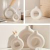 Modern White Ceramic Vase White Vases For Decor; Home Decor Vase; Boho Vases For Decor; Circle Vase; Round Vase; Donut Vase; Decorative Vase